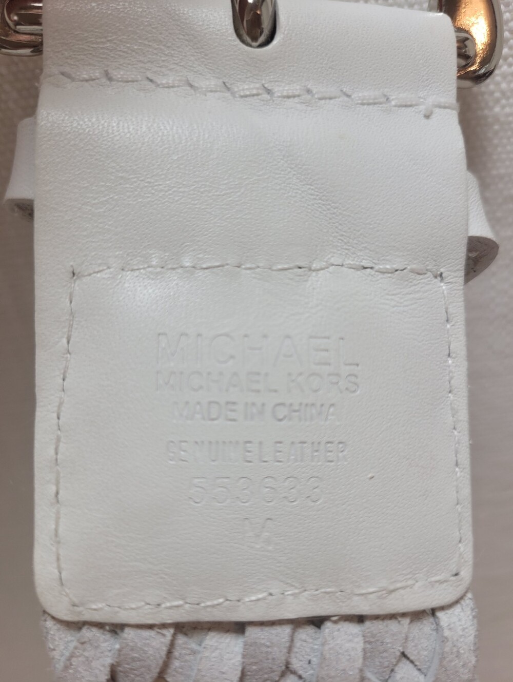 Michael Kors White Braided Leather Belt with Silver Hardware Medium - Picture 2 of 7